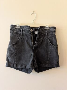 High-Rise Flying Angel Black Denim Women’s Shorts